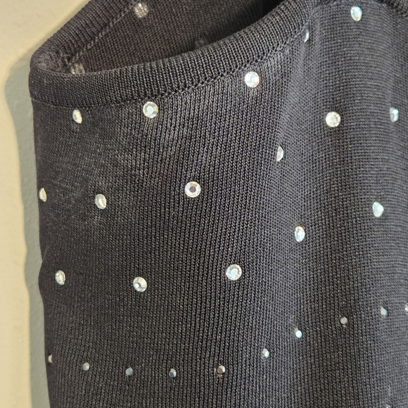 Misook Black Knit Rhinestone Embellished Camisole Tank Top Sz M Cocktail Dinner - Picture 7 of 8